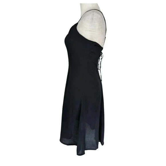 MINKPINK Black Fit & Flare Dress Size M Corset Tie Back Skater Cocktail Dress - Picture 4 of 8